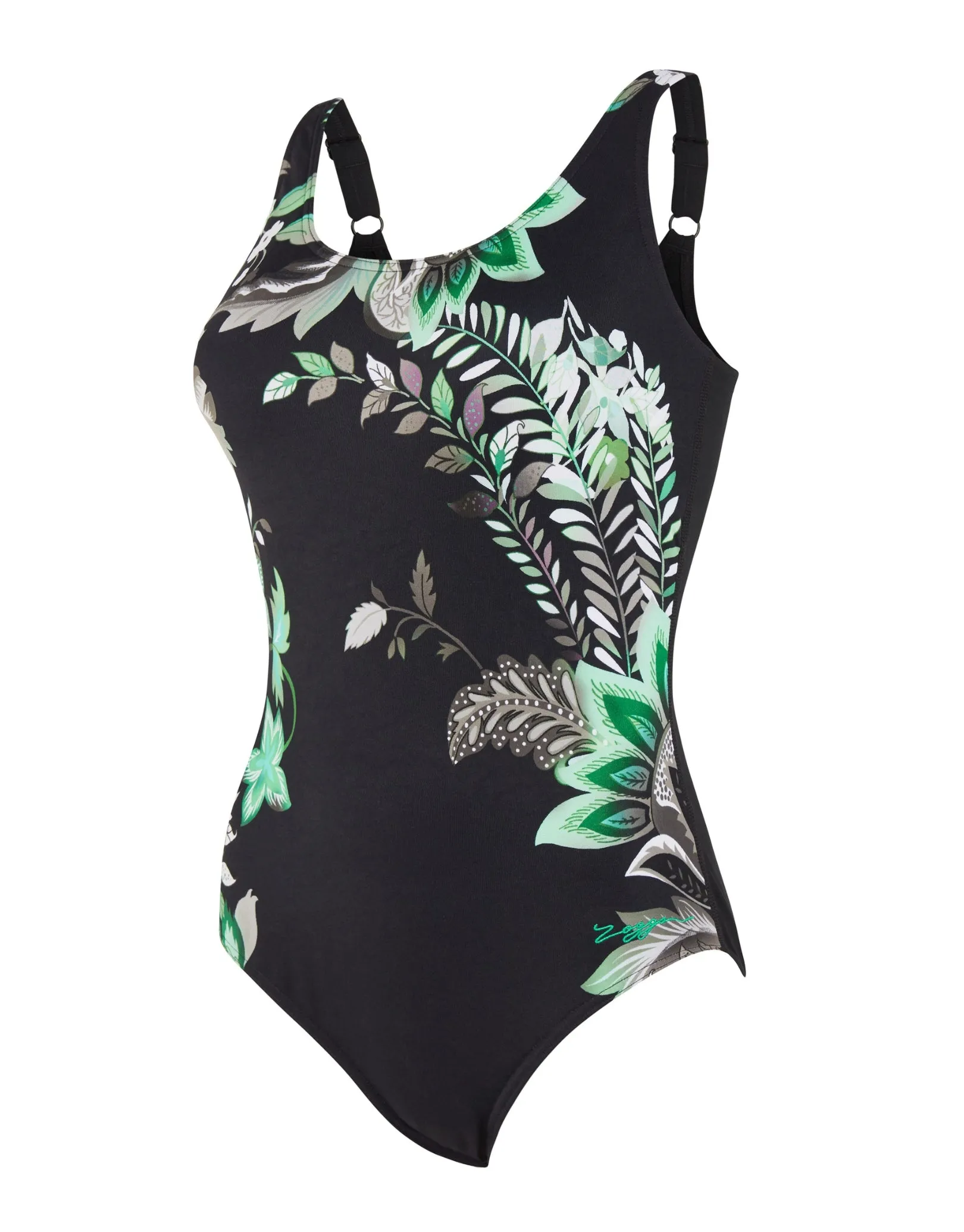 Botanica Adjustable Scoopback Swimsuit - Black/Green
