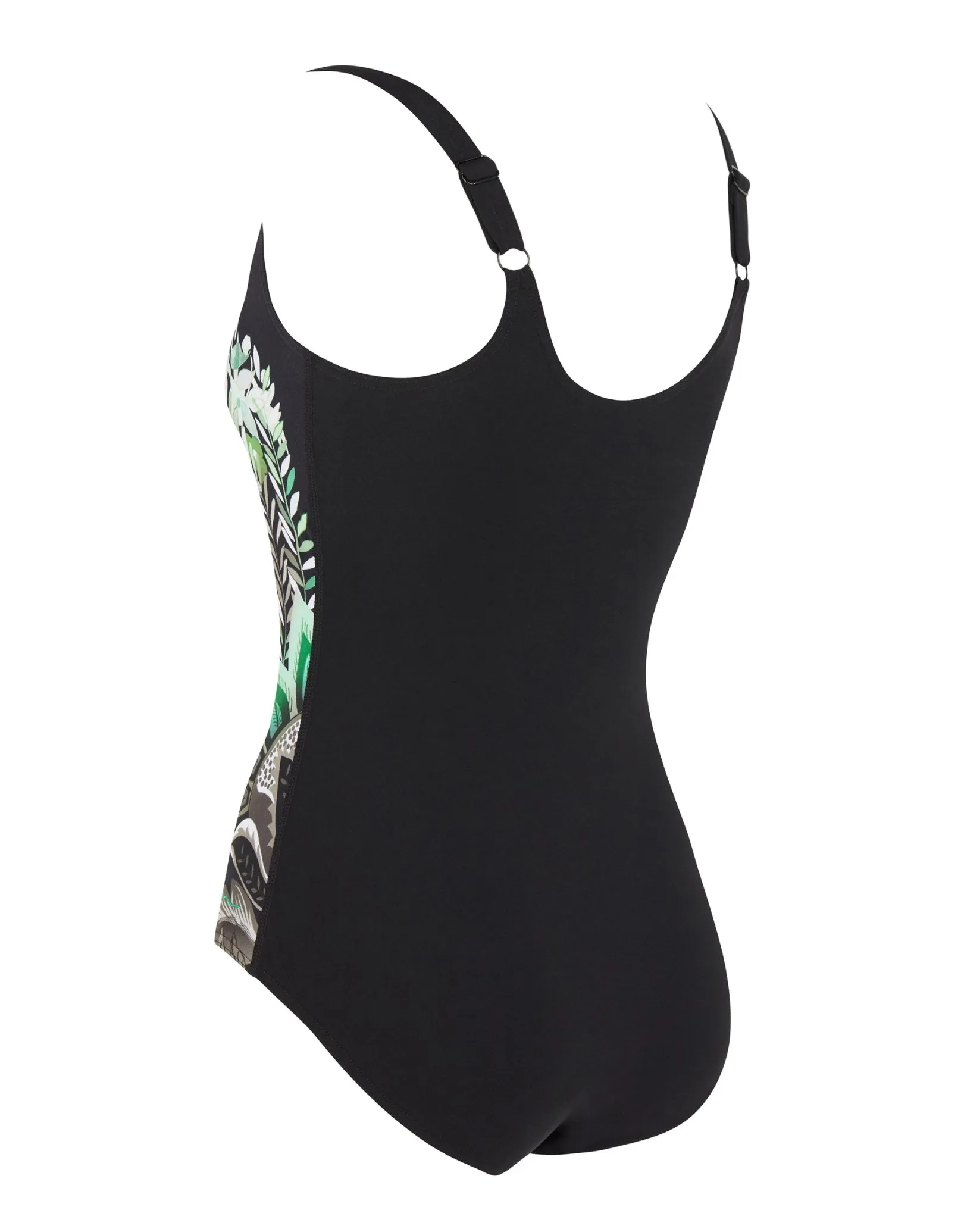 Botanica Adjustable Scoopback Swimsuit - Black/Green