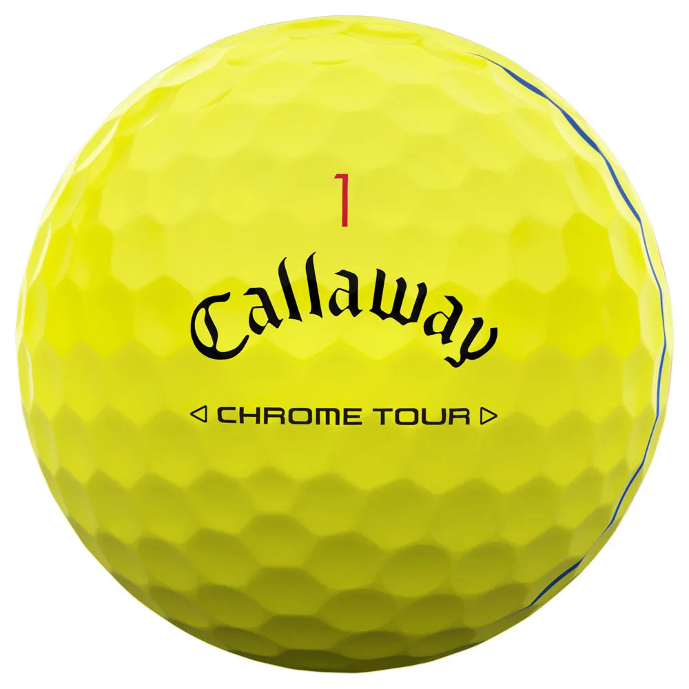 Callaway Chrome Tour Triple Track Golf Balls - Yellow - 12 Pack