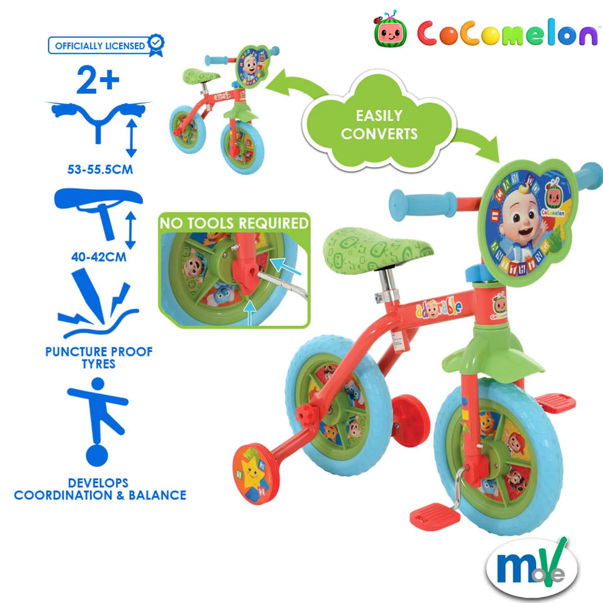 CoComelon 2-in-1 10" Wheel Size Training Bike