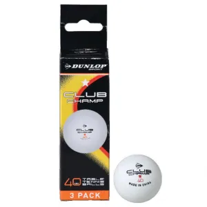 Dunlop Club Championship 1 Star Table Tennis Balls - Box of 3