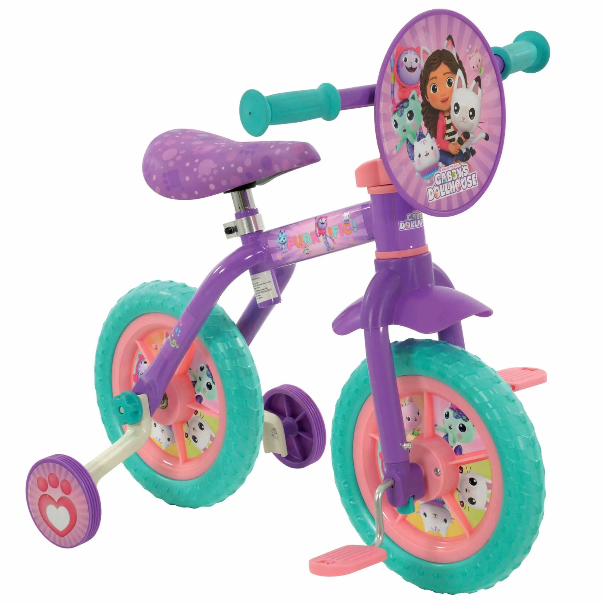 Gabby's Dollhouse 2-in-1 10" Wheel Size Training Bike