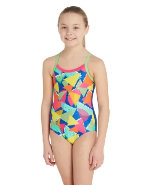 Girls Medley Rainbow Strikeback Swimsuit - Blue/Multi