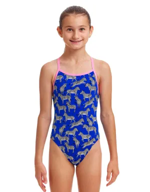 Girls Prance Party Single Strap Swimsuit - Blue