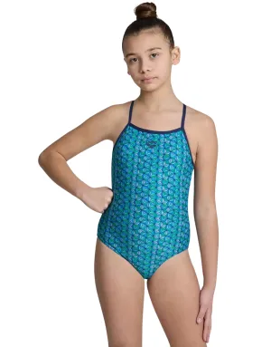 Girls Starfish Lightdrop Back Swimsuit - Navy/Turquoise/Multi