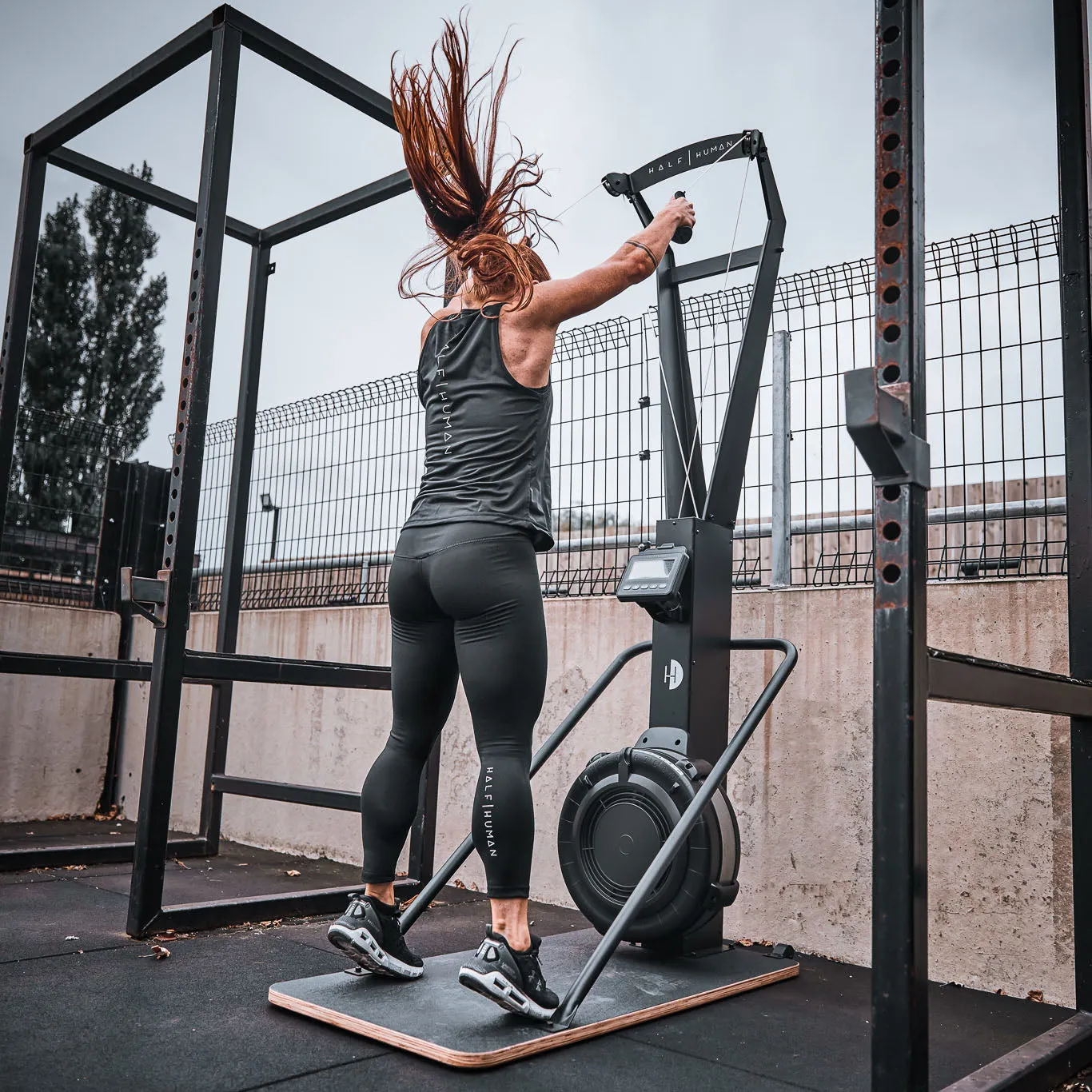 Half Human Air Ski Machine with Floor Stand