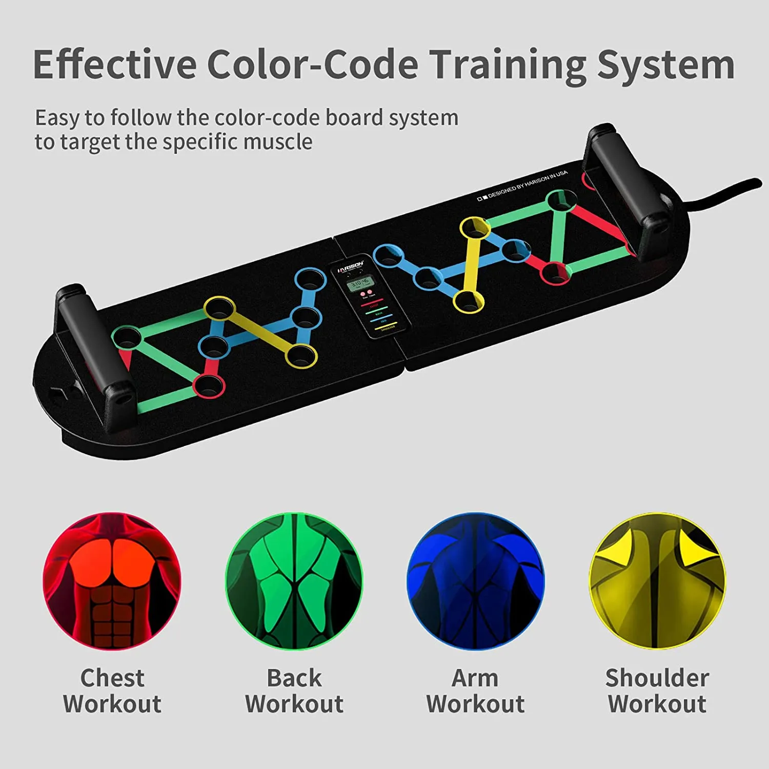 Harison HR424 Foldable Push Up Board With Counter and Resistance Bands
