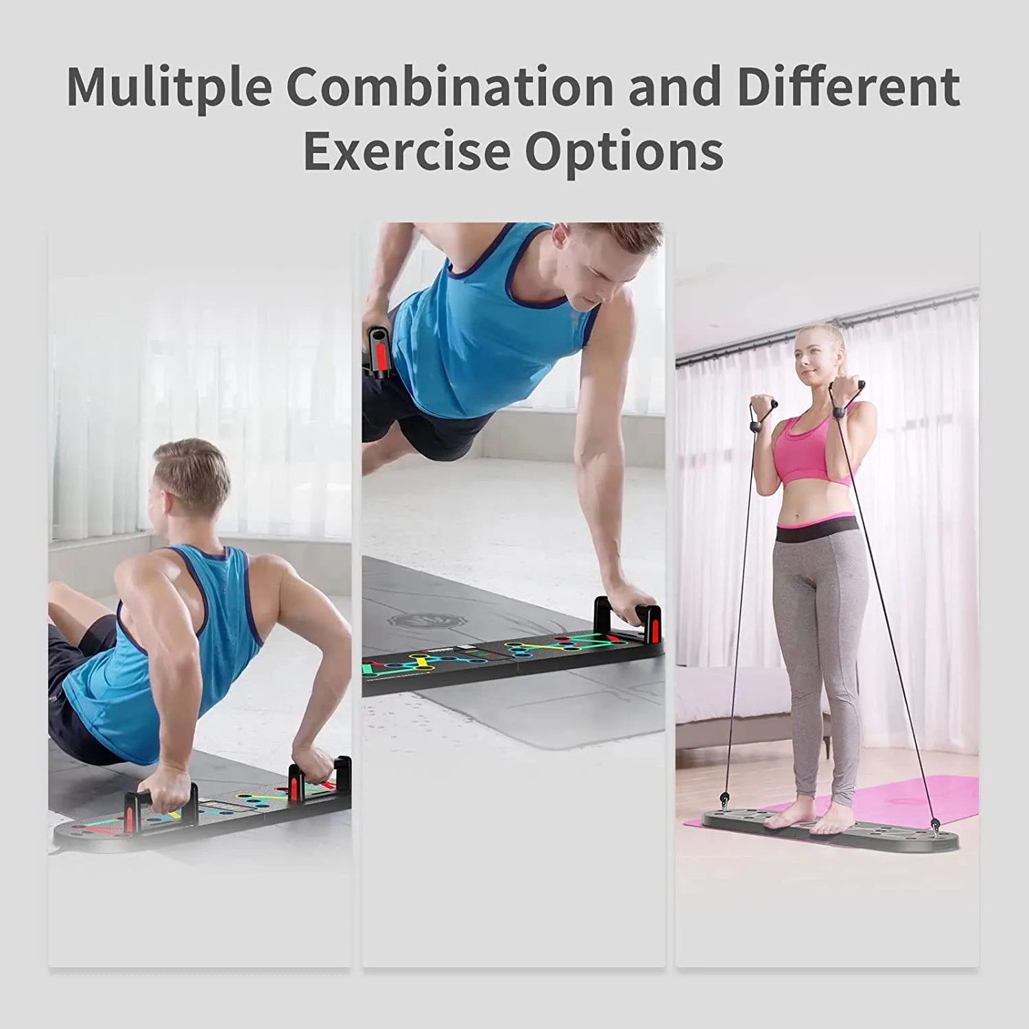 Harison HR424 Foldable Push Up Board With Counter and Resistance Bands