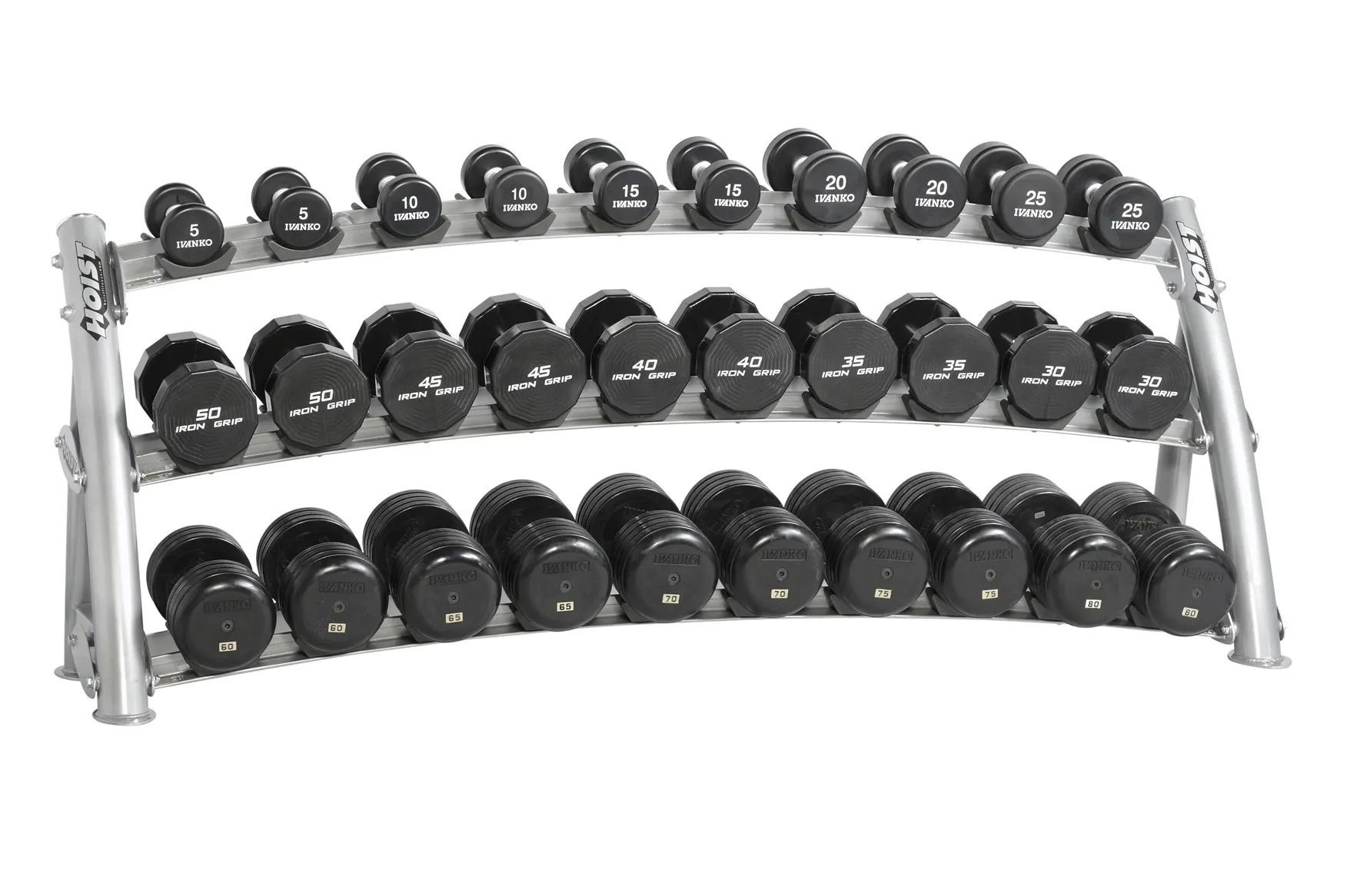 Hoist 3-Tier Horizontal Saddle Dumbbell Rack (CF-3461-3) (15 Pair)
