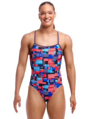 Motherboard Single Strap Swimsuit - Blue/Multi