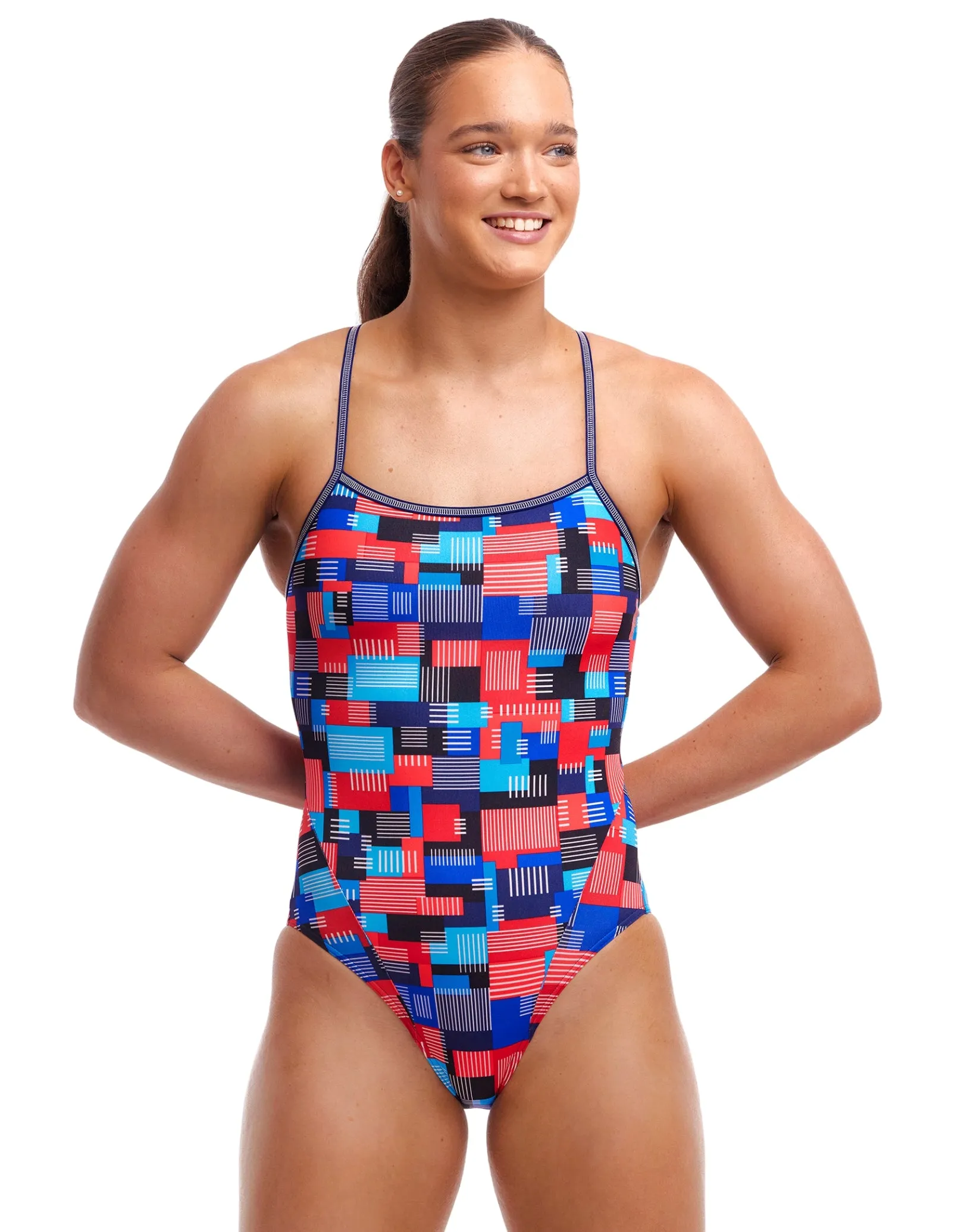 Motherboard Single Strap Swimsuit - Blue/Multi