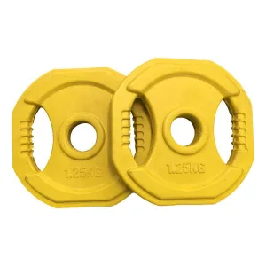 Muscle Motion Pair of 1.25kg Rubber Coated Standard Weight Plates - Yellow