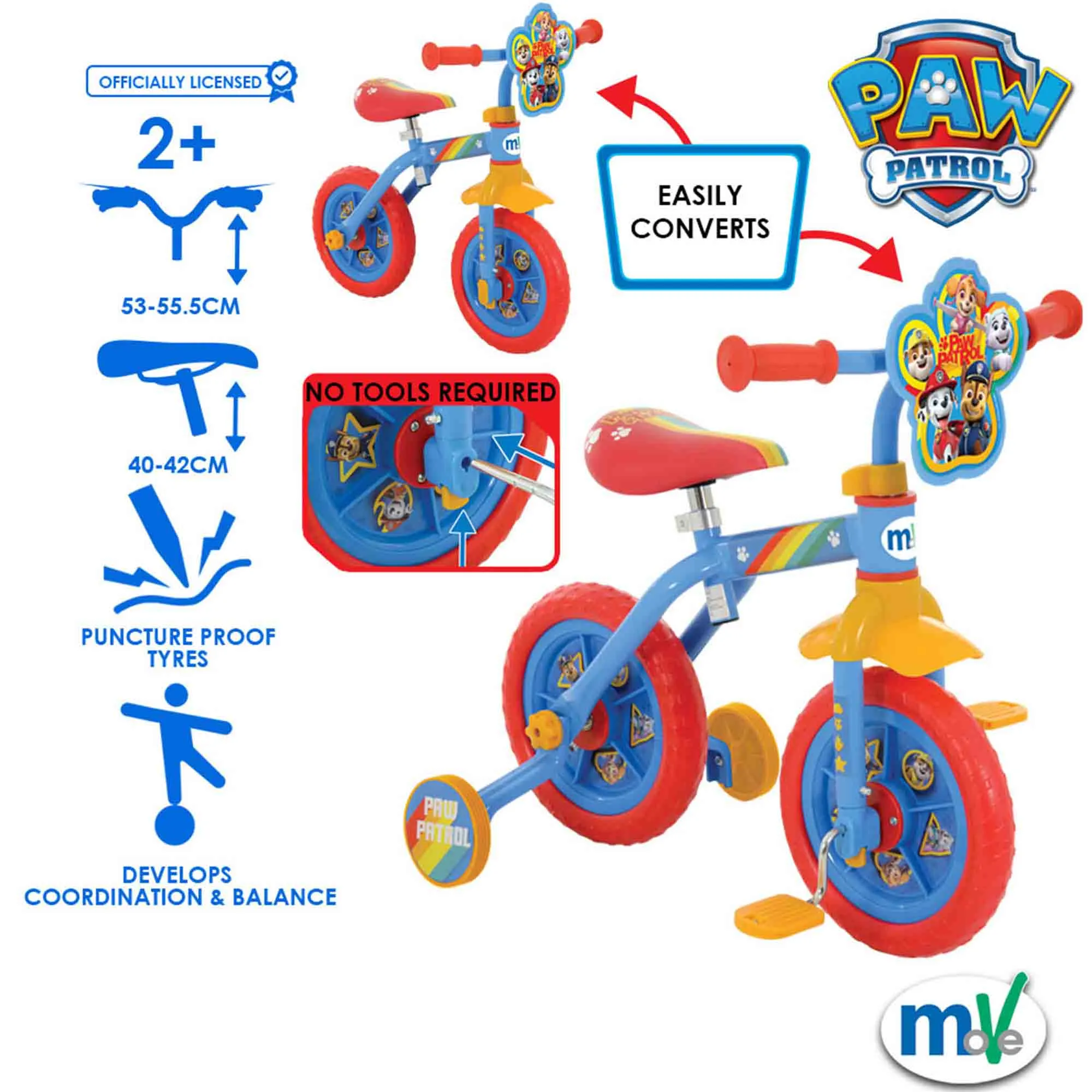 Paw Patrol 2-in-1 10" Wheel Size Training Bike