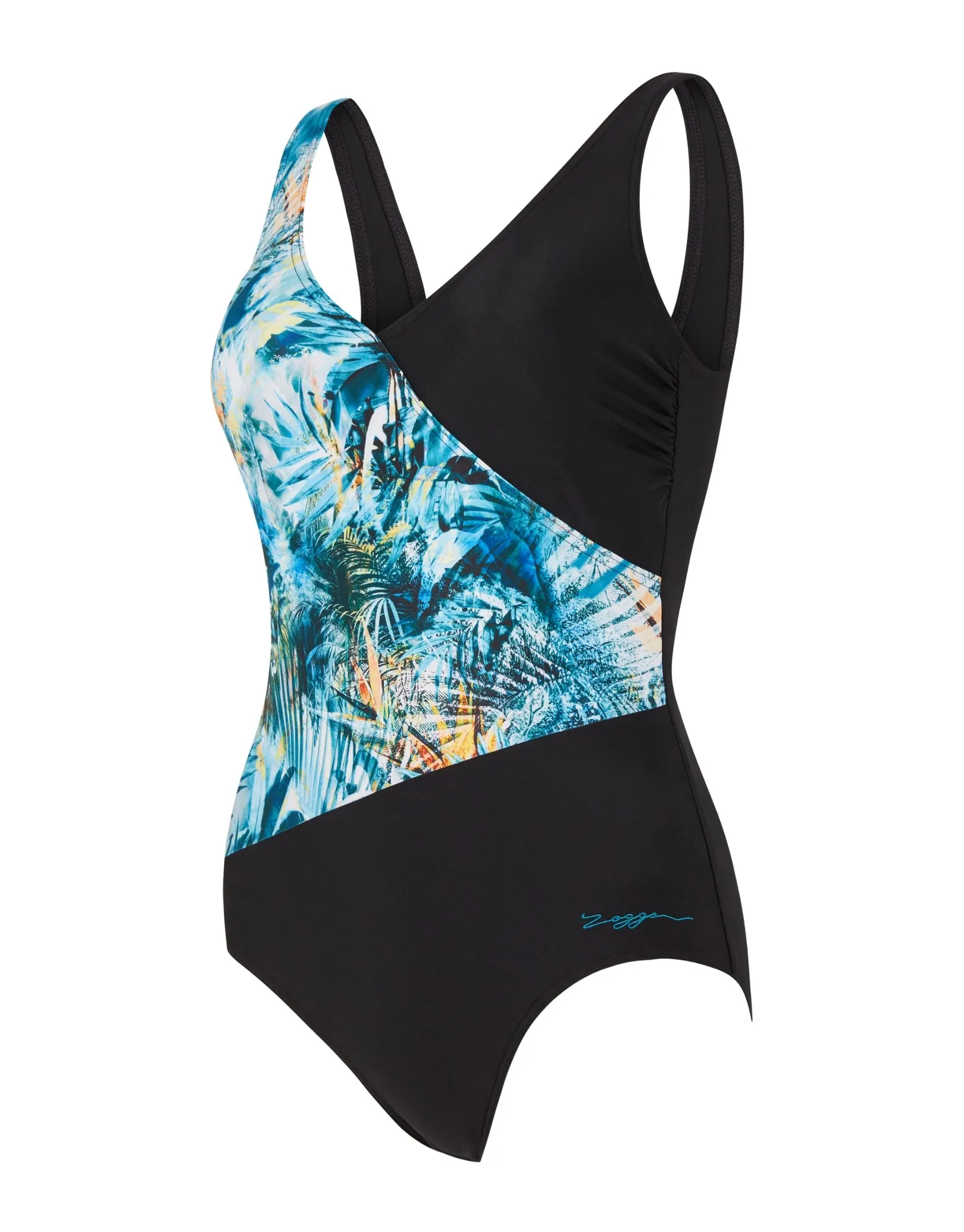 Sea Dreamer Front Crossover V Back Swimsuit - Black/Blue