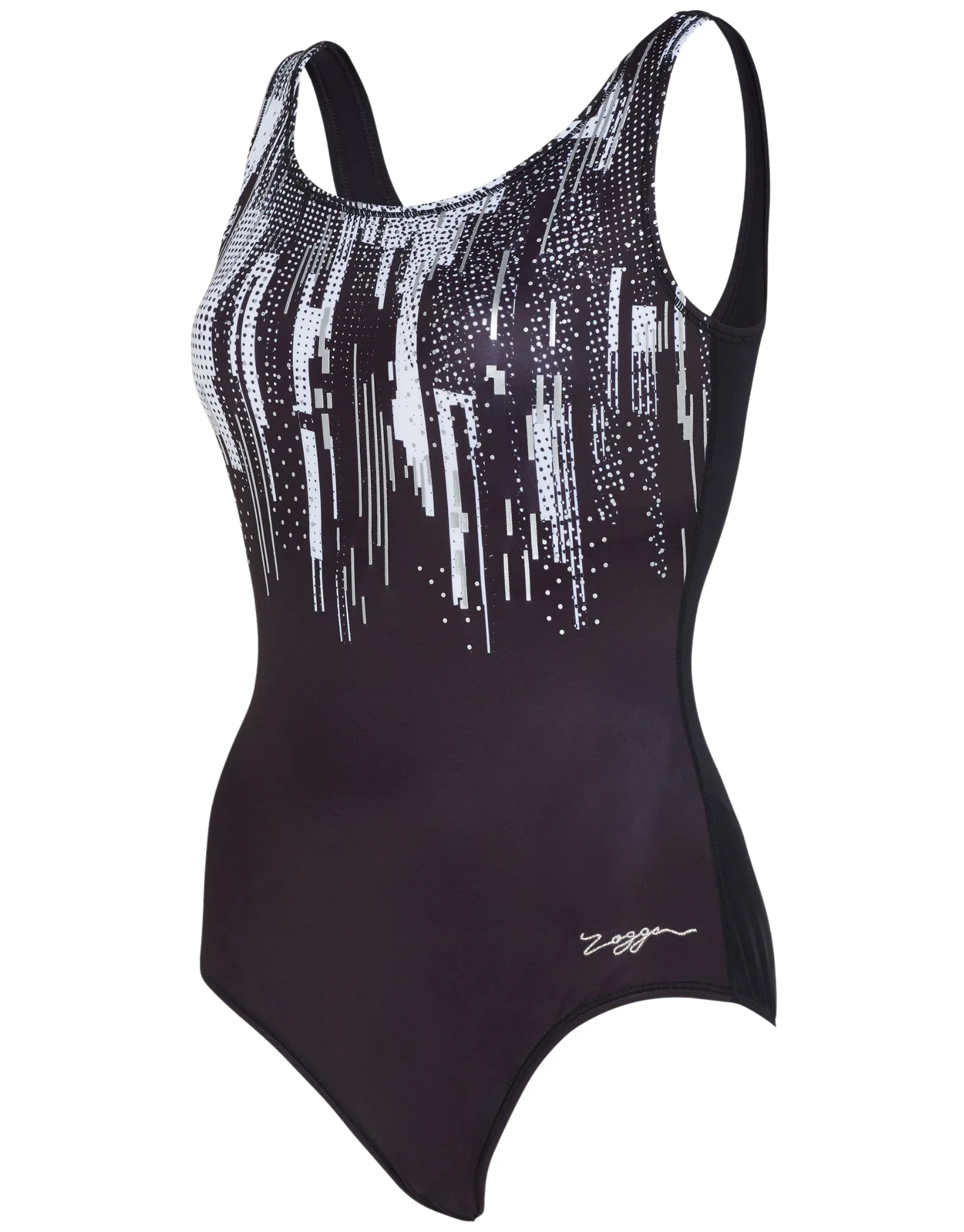Shimmer Scoopback Swimsuit - Black/White