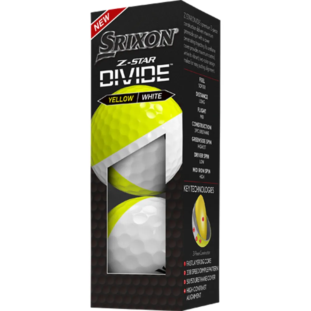 Srixon Z-Star Divide Golf Balls - White/Yellow - Double Dozen
