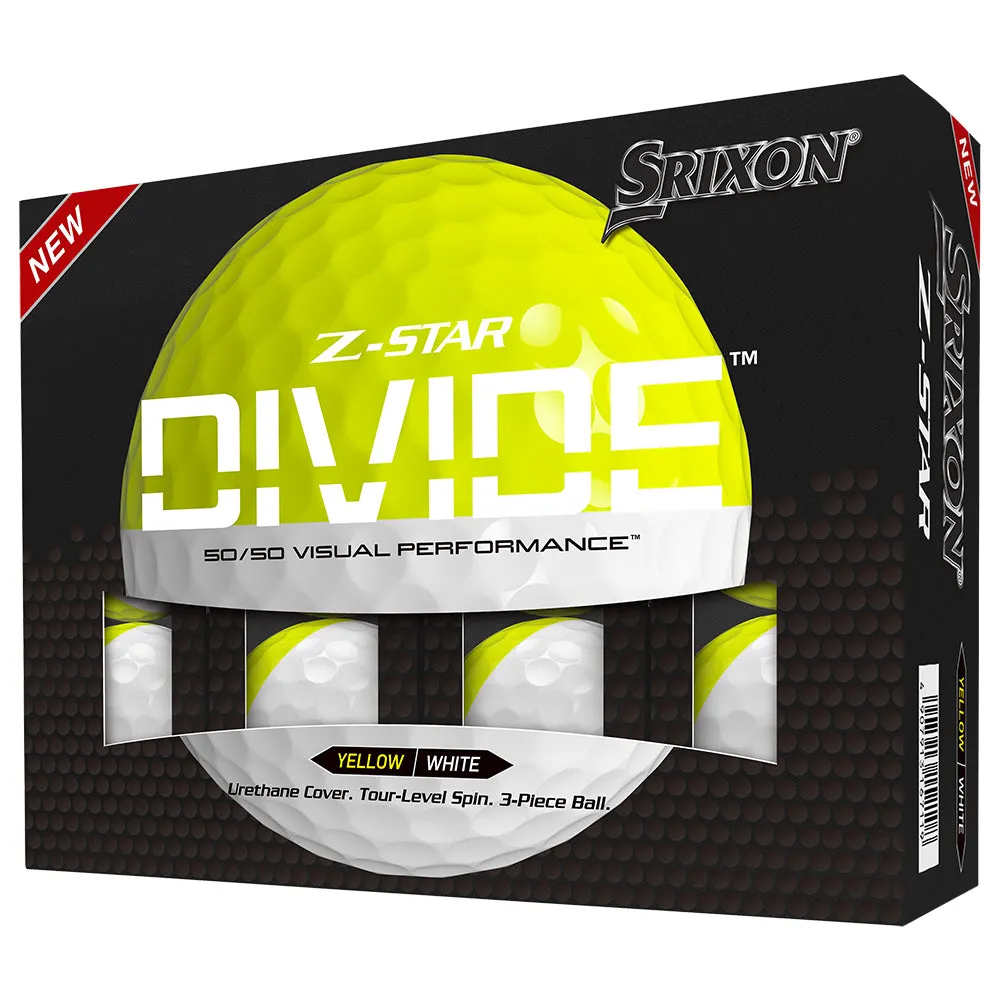 Srixon Z-Star Divide Golf Balls - White/Yellow - Double Dozen