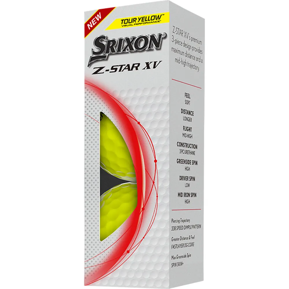 Srixon Z-Star XV Golf Balls - Tour Yellow - Double Dozen