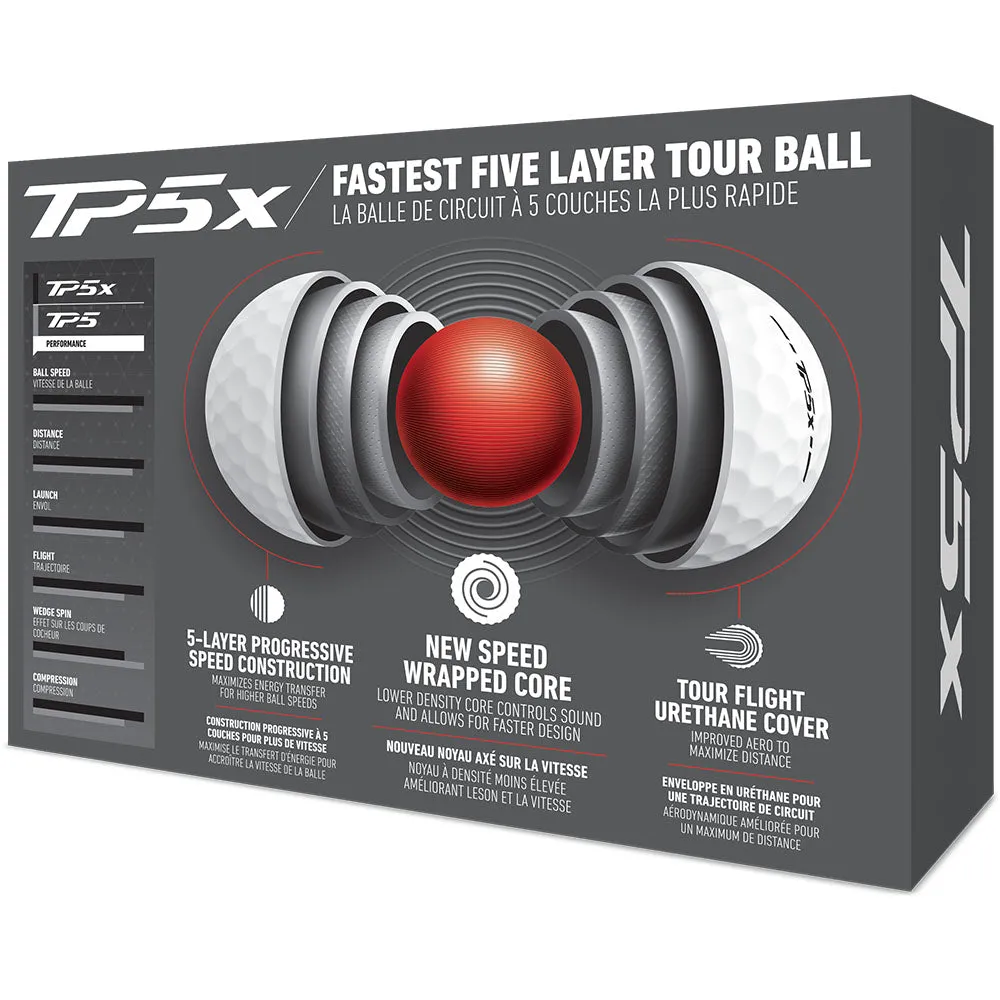 TaylorMade TP5x Golf Balls - White - 12 Pack Personalised Text