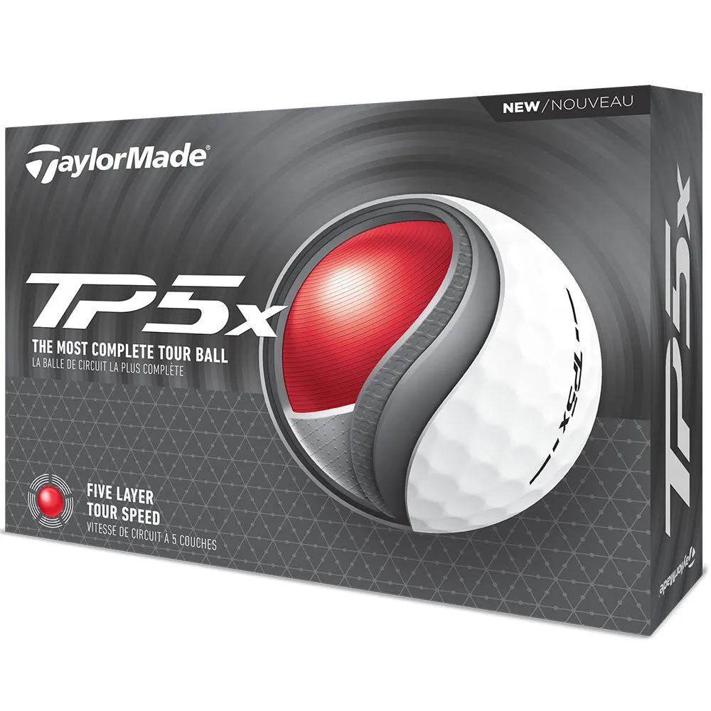 TaylorMade TP5x Golf Balls - White - 12 Pack Personalised Text