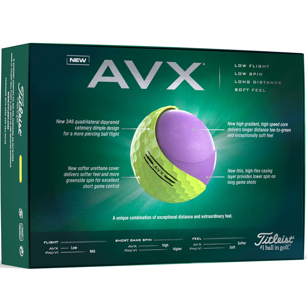 Titleist AVX Golf Balls - Yellow - 12 Pack