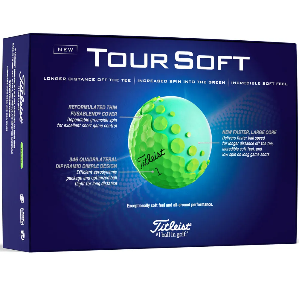 Titleist Tour Soft Golf Balls - Green - Double Dozen