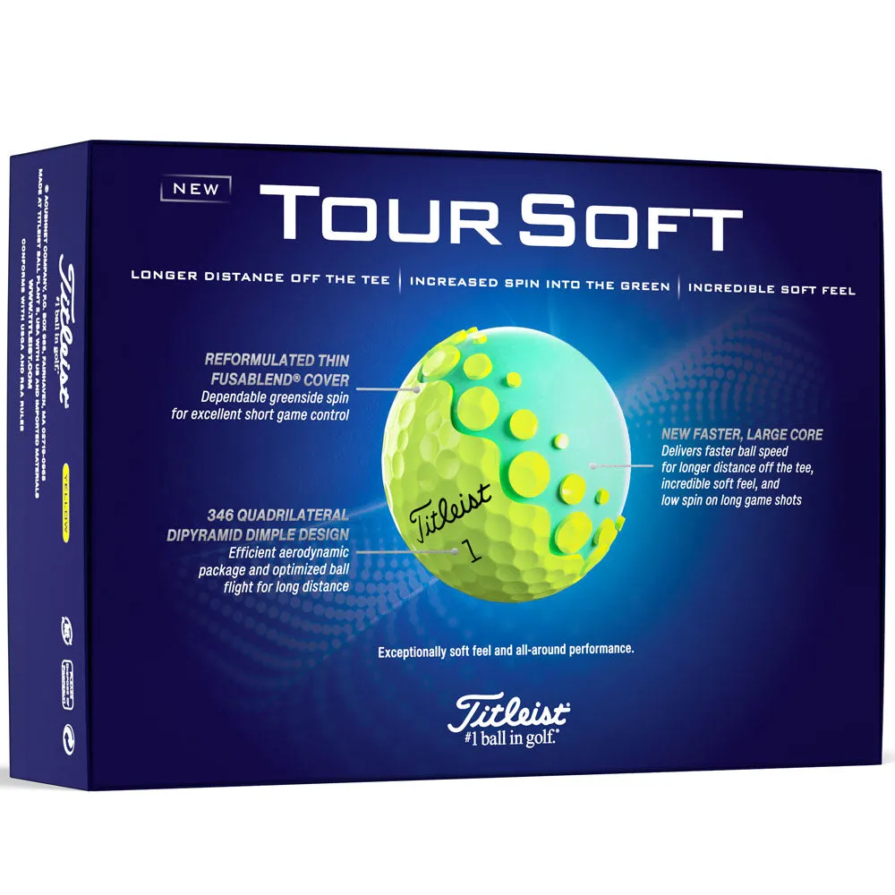 Titleist Tour Soft Golf Balls - Yellow - 12 Pack