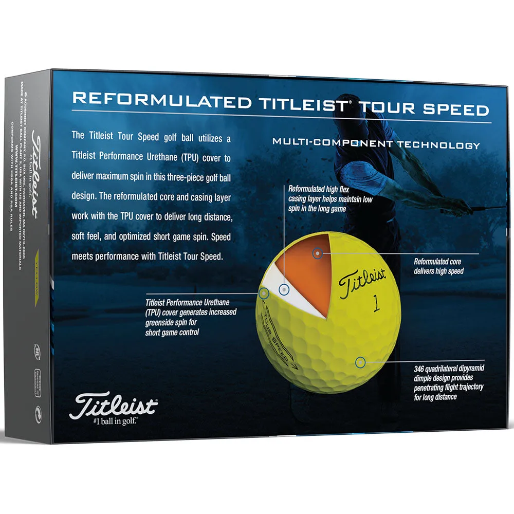 Titleist Tour Speed Golf Balls - Yellow - 12 Pack