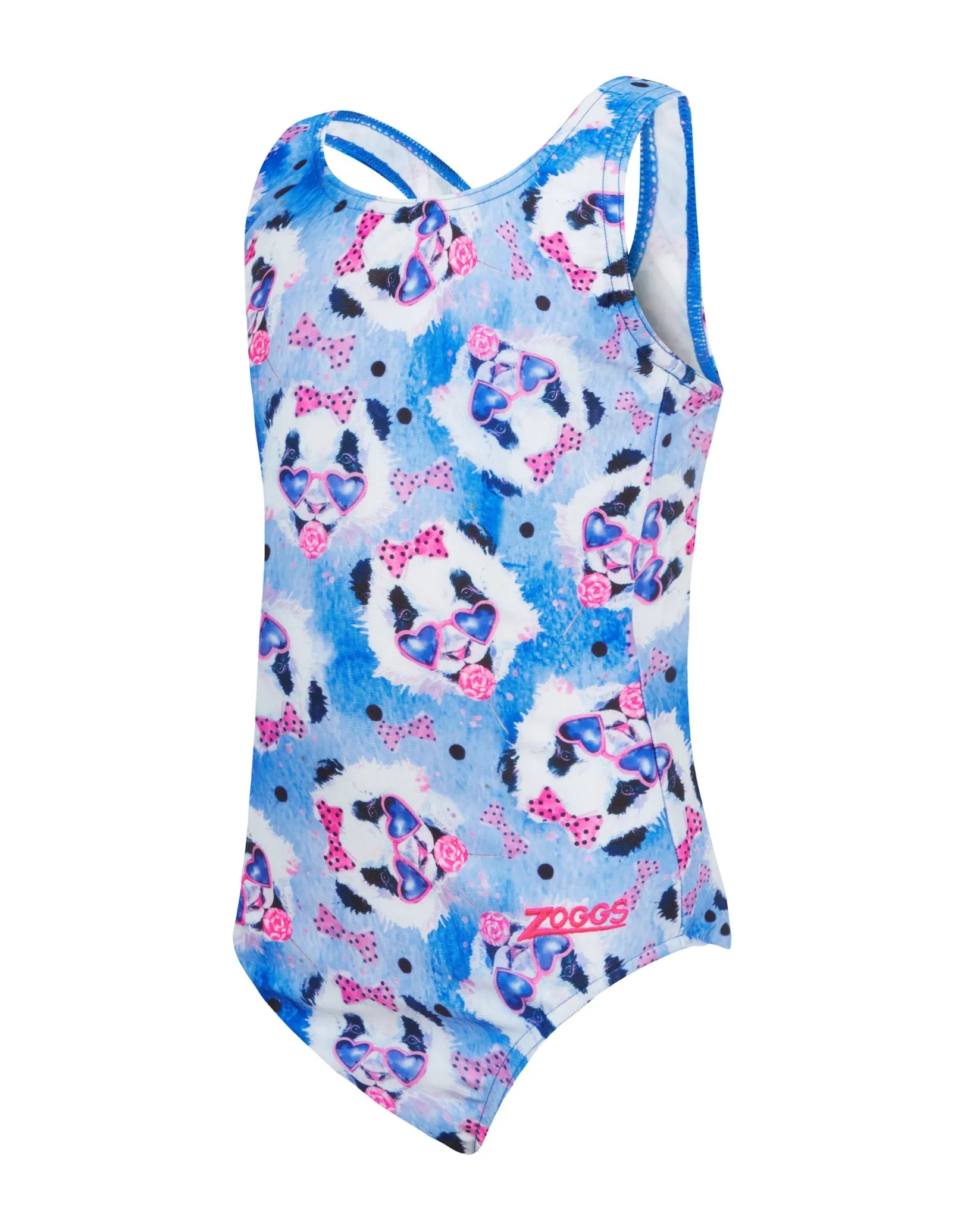 Tots Girls Party Panda Actionback Swimsuit - Blue
