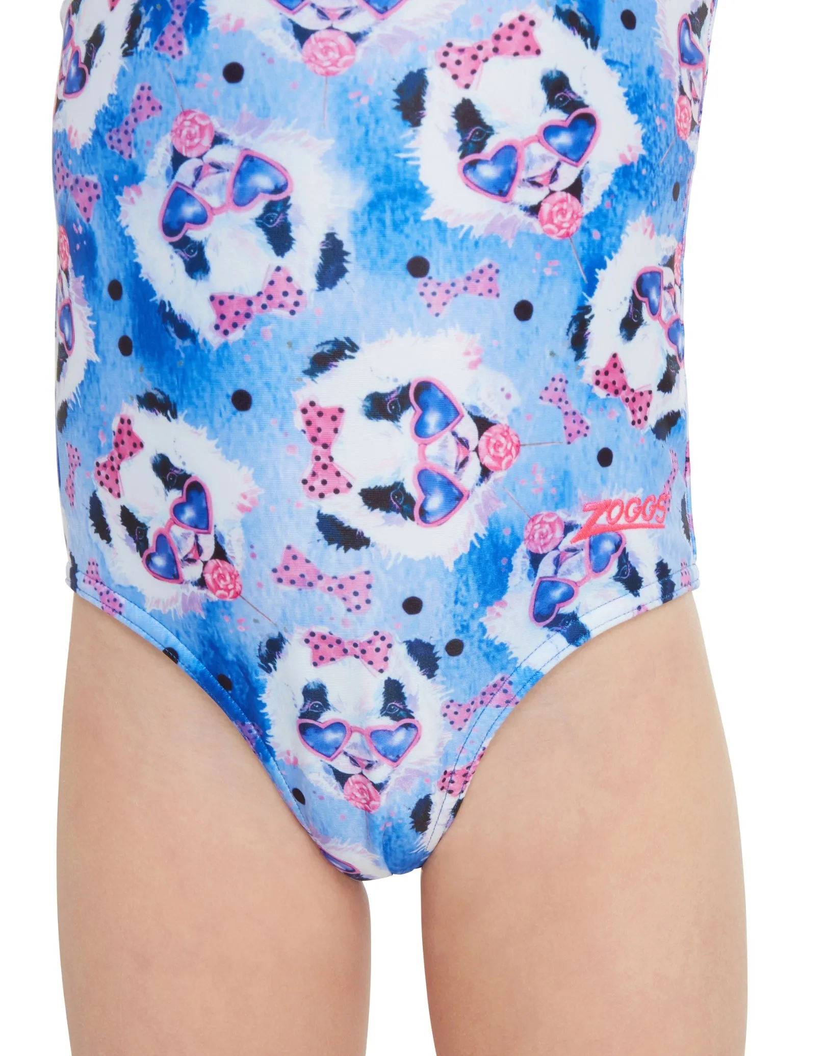 Tots Girls Party Panda Actionback Swimsuit - Blue