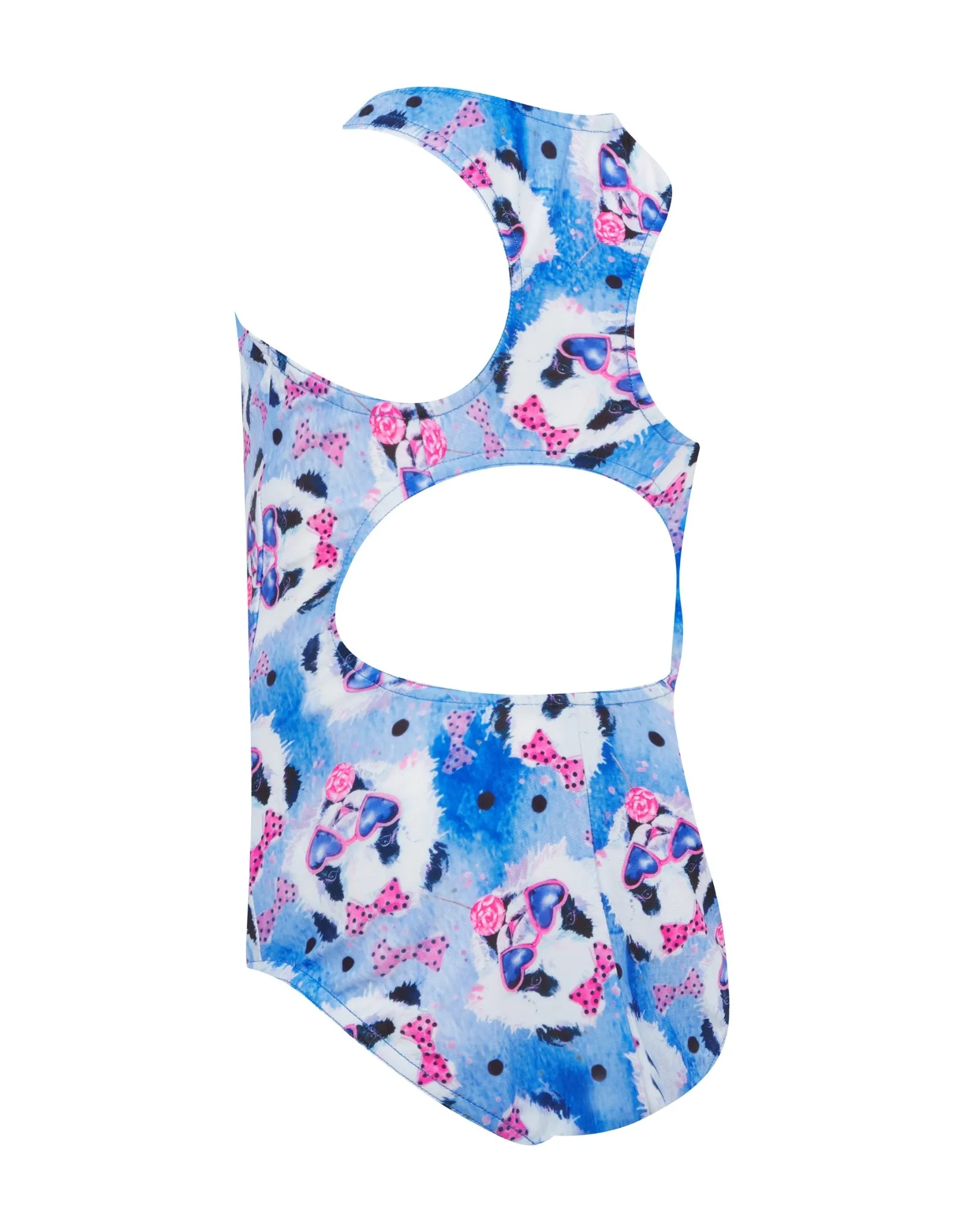 Tots Girls Party Panda Actionback Swimsuit - Blue