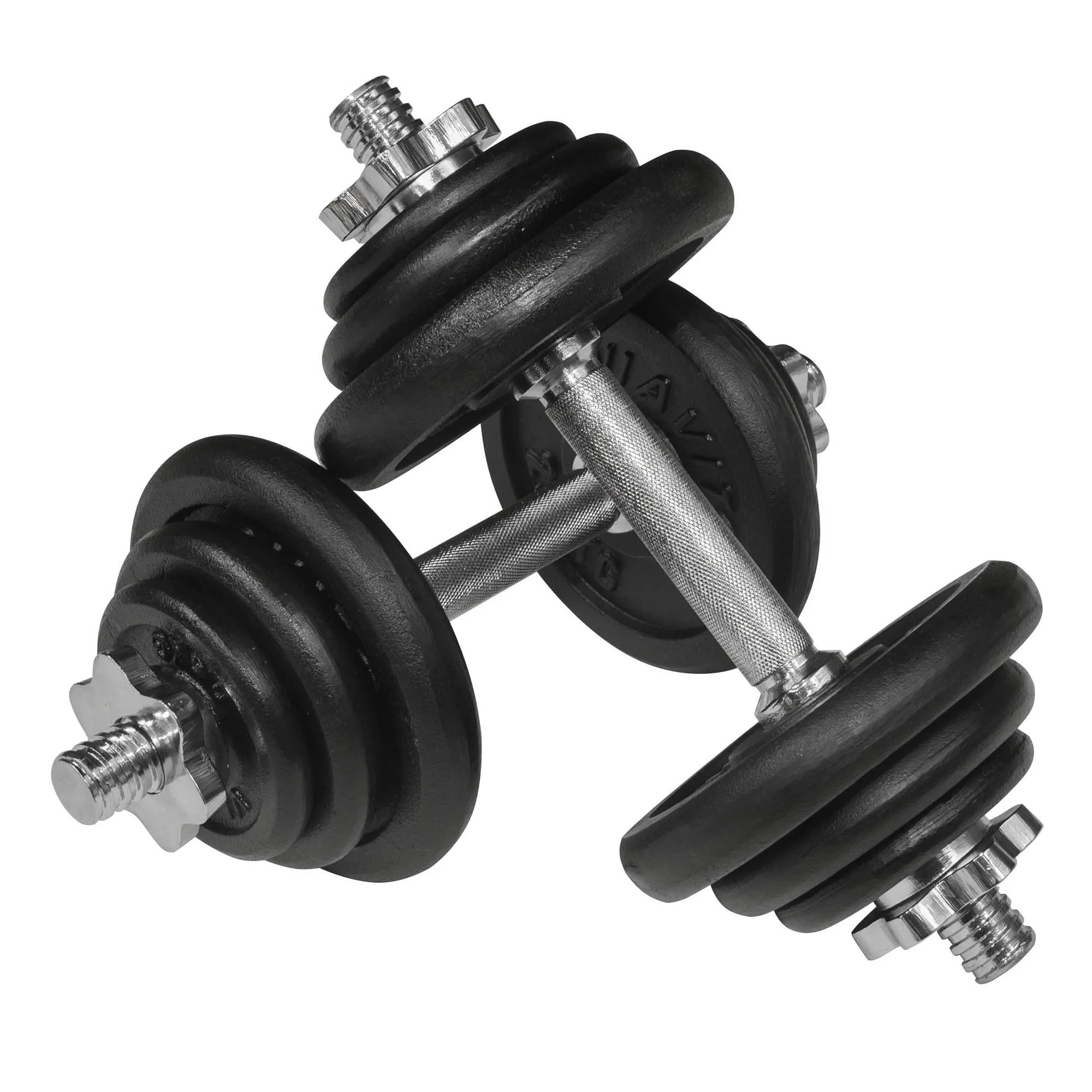Viavito 20kg Black Cast Iron Dumbbell Set with 4ft EZ Curl Bar