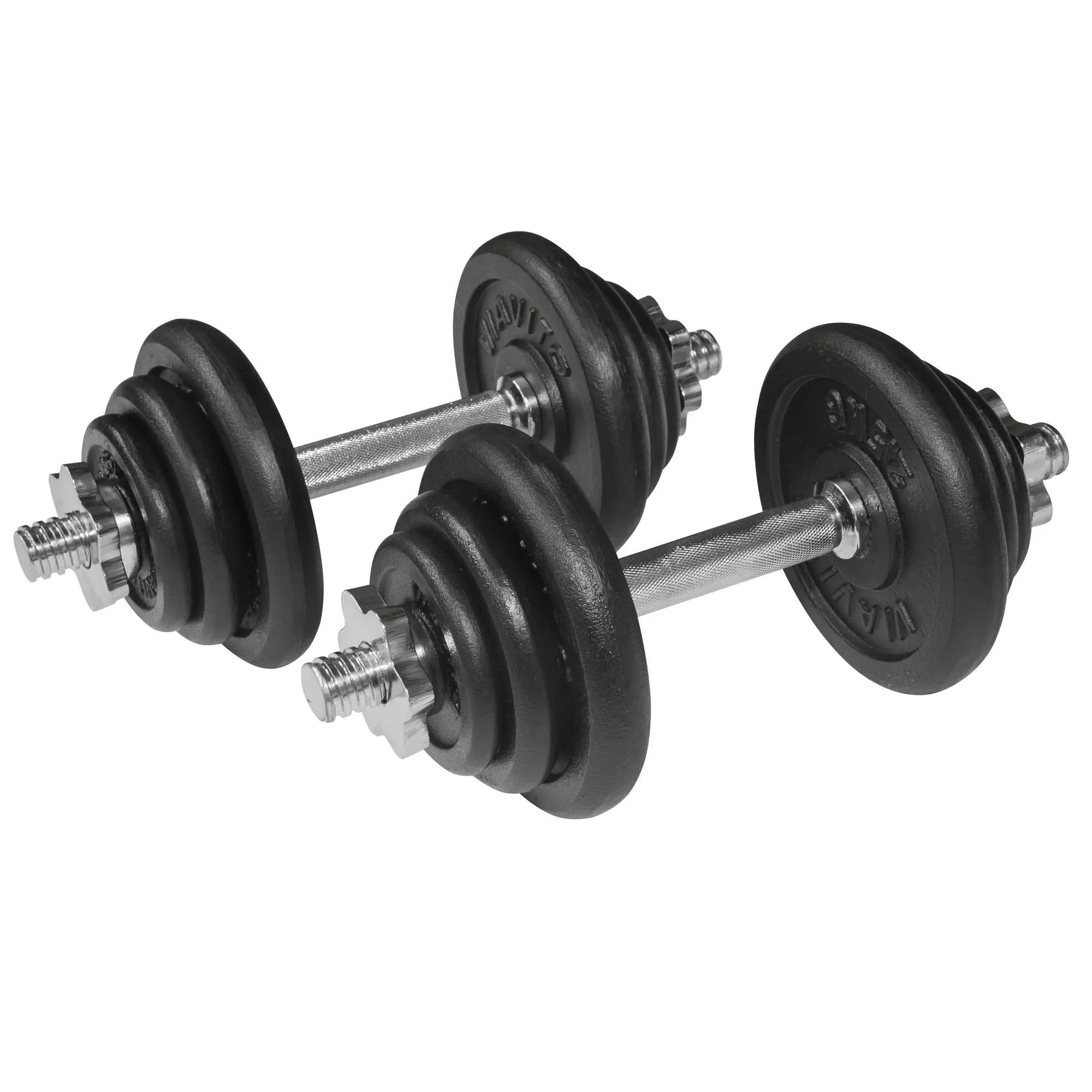 Viavito 20kg Black Cast Iron Dumbbell Set with 4ft EZ Curl Bar