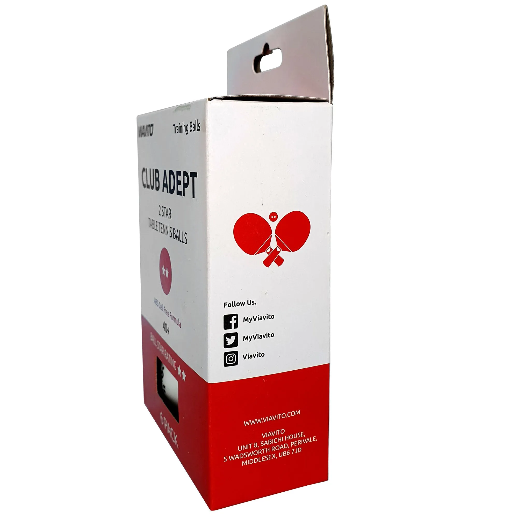 Viavito Club Adept 2 Star Table Tennis Balls - Pack of 6