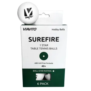 Viavito Surefire 1 Star Table Tennis Balls - Pack of 6