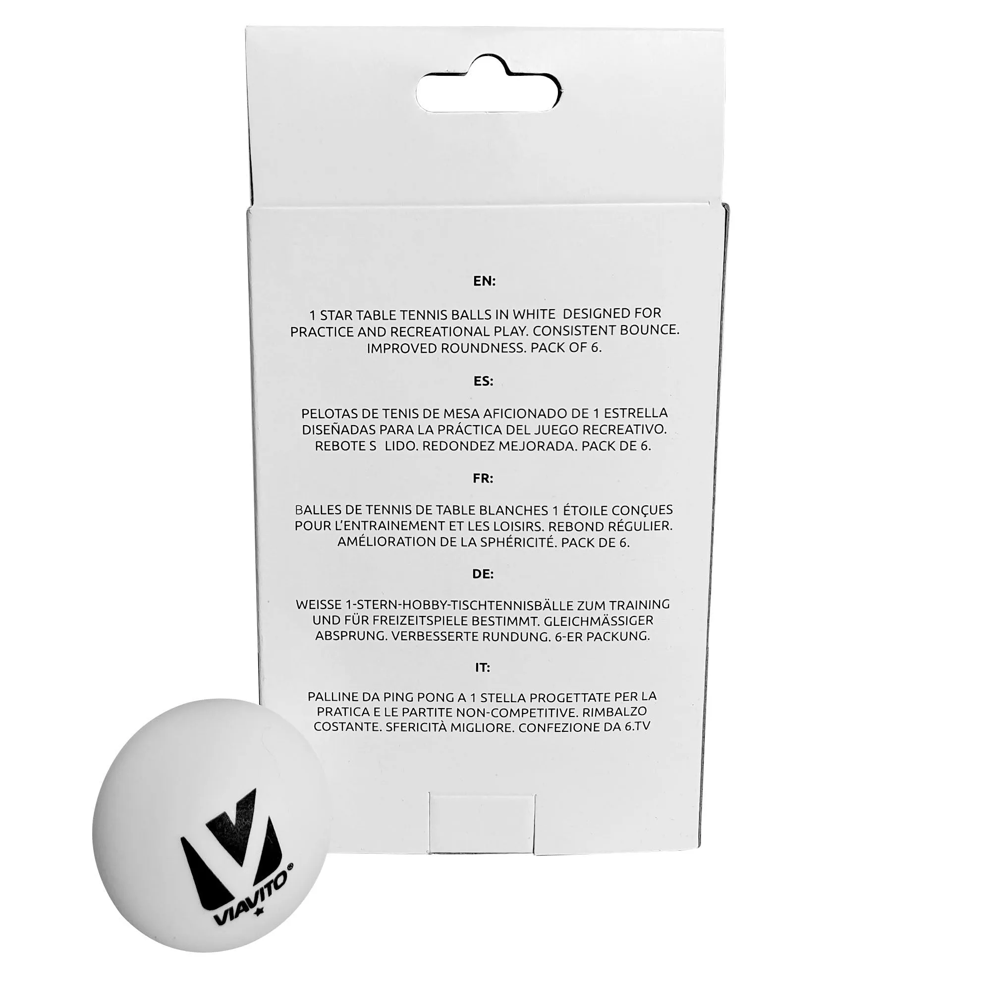 Viavito Surefire 1 Star Table Tennis Balls - Pack of 6