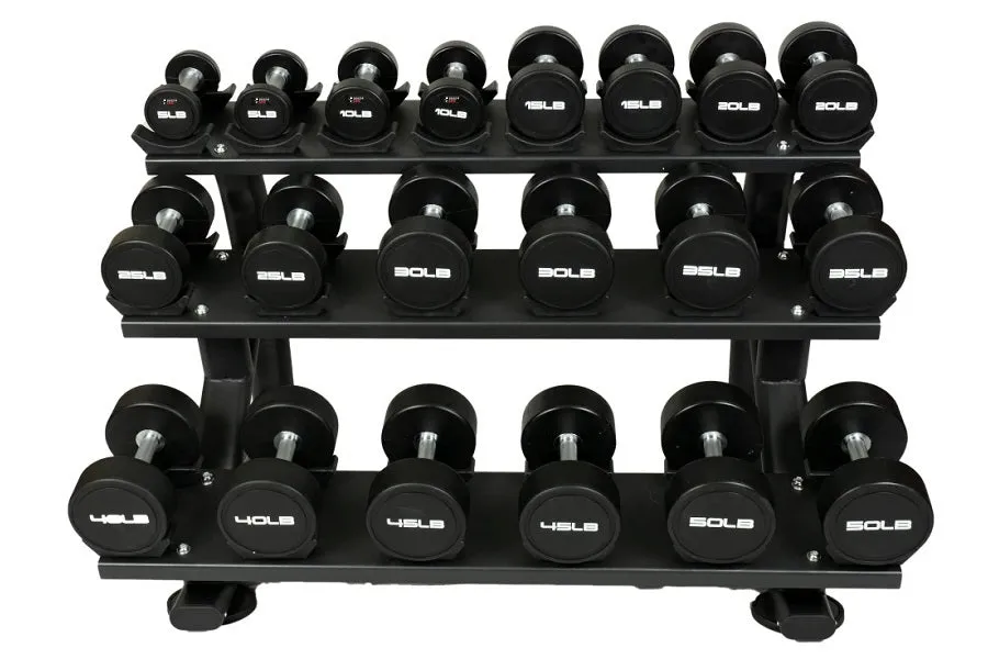 Warrior 3-Tier Compact Pro-Style Dumbbell Saddle Rack (10 Pair) (💥MEMORIAL SALE)