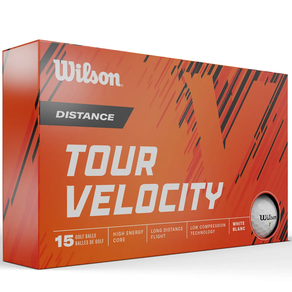 Wilson Tour Velocity Distance Golf Balls - White - 15 Pack