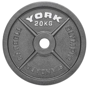 York 20kg Hammertone Cast Iron Olympic Plate
