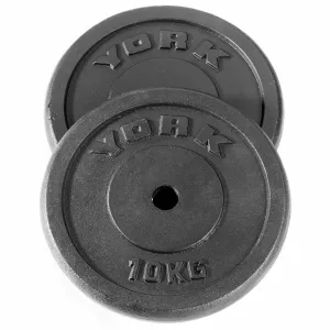 York 2x 10kg Black Cast Iron 1Inch Plates