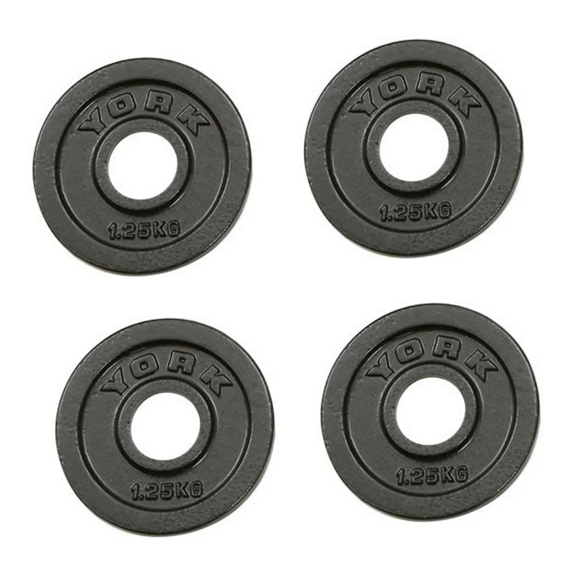 York 4x 1.25kg Hammertone Cast Iron Olympic Plates