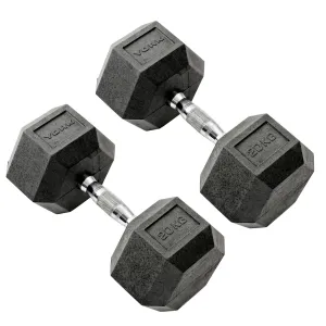 York Commercial - 2 x 20kg Rubber Hex Dumbbell