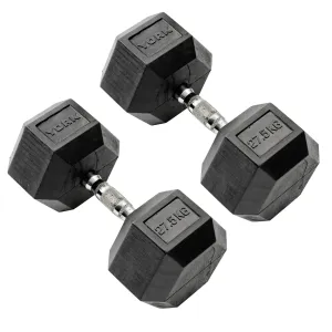 York Commercial - 2 x 27.5kg Rubber Hex Dumbbell