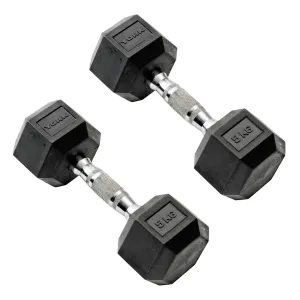 York Commercial - 2 x 5kg Rubber Hex Dumbbell
